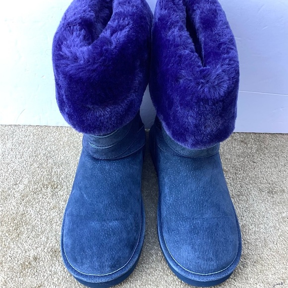 Lamo Water Resistant Suede Faux Fur Tall Boots-Savoy Navy 7M - Picture 2 of 7